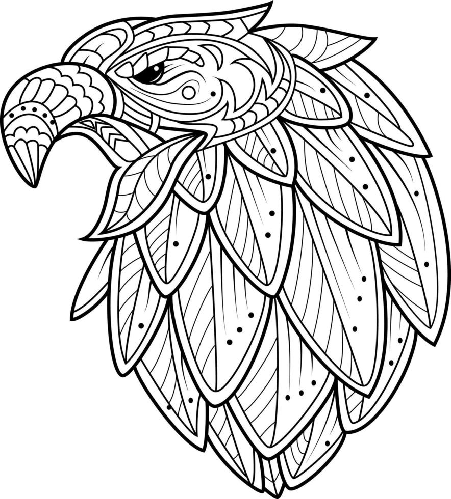 Eagle bird head zentangle stylized doodle vector