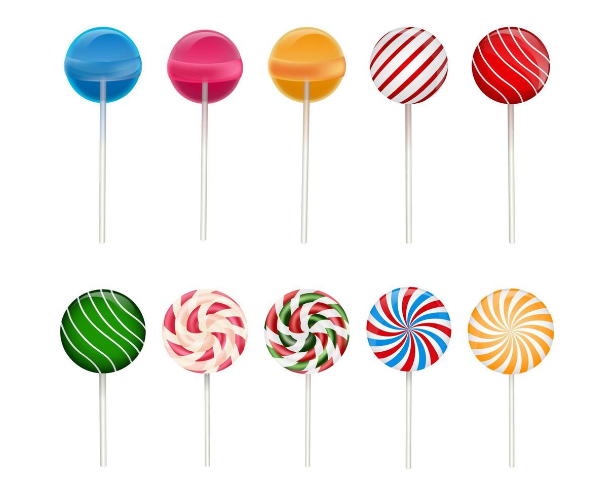 Set of sweet candies on white background vector