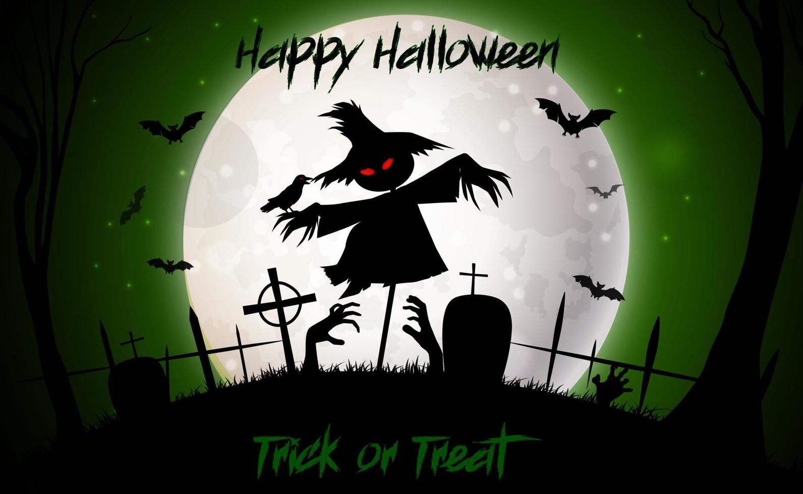 Halloween scary scarecrow vector