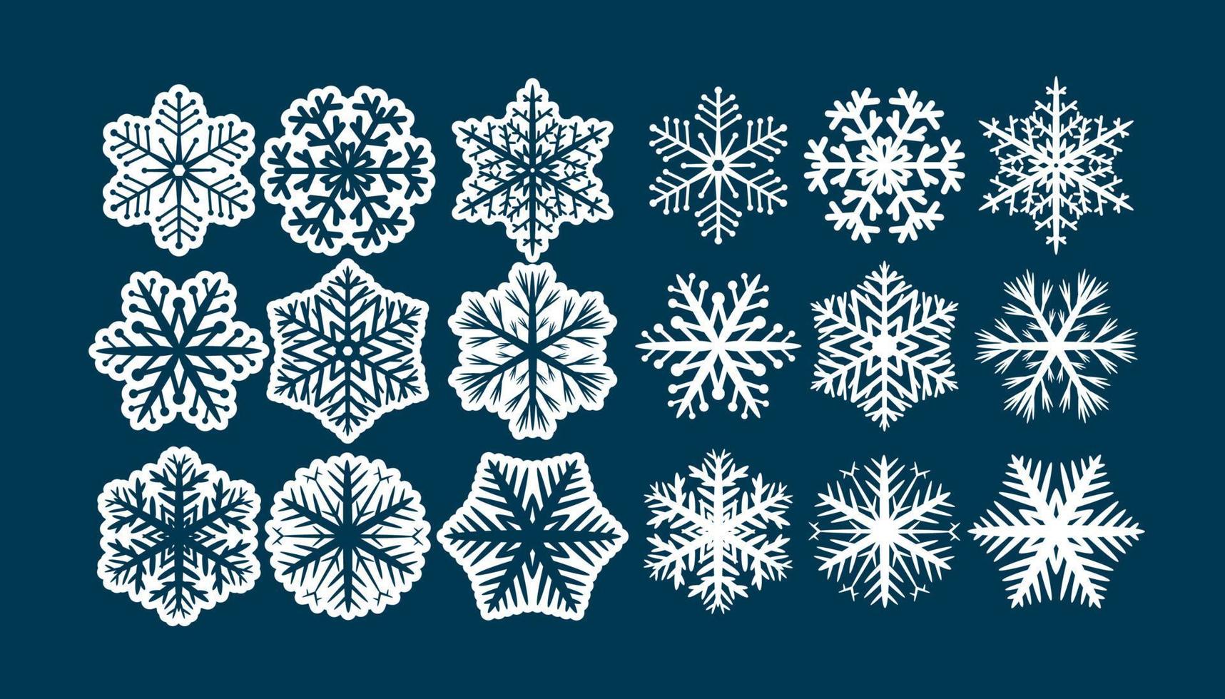 Set of decorative white snowflakes vector