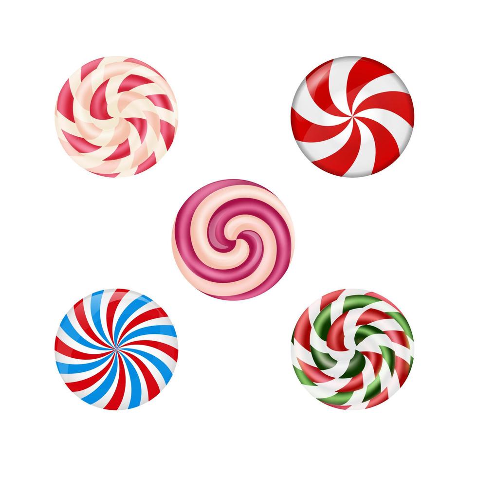 Set of sweet candies on white background vector