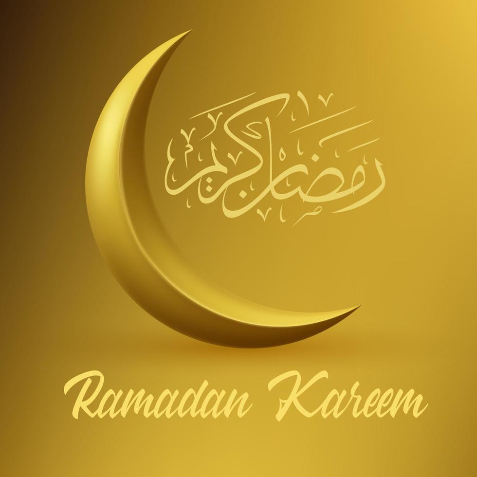 ramadan kareem diseño islámico luna creciente y caligrafía árabe vector