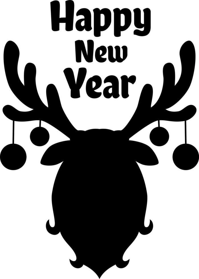 Sillhouette of deer head with christmas balls on antlers vector