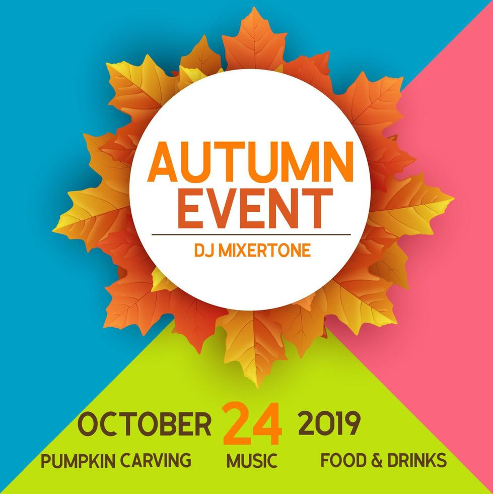 Autumn event banner with autumn leaves vector