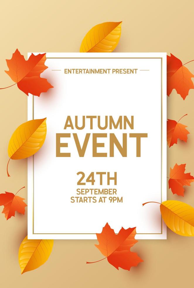 banner de evento de otoño con hojas de otoño vector