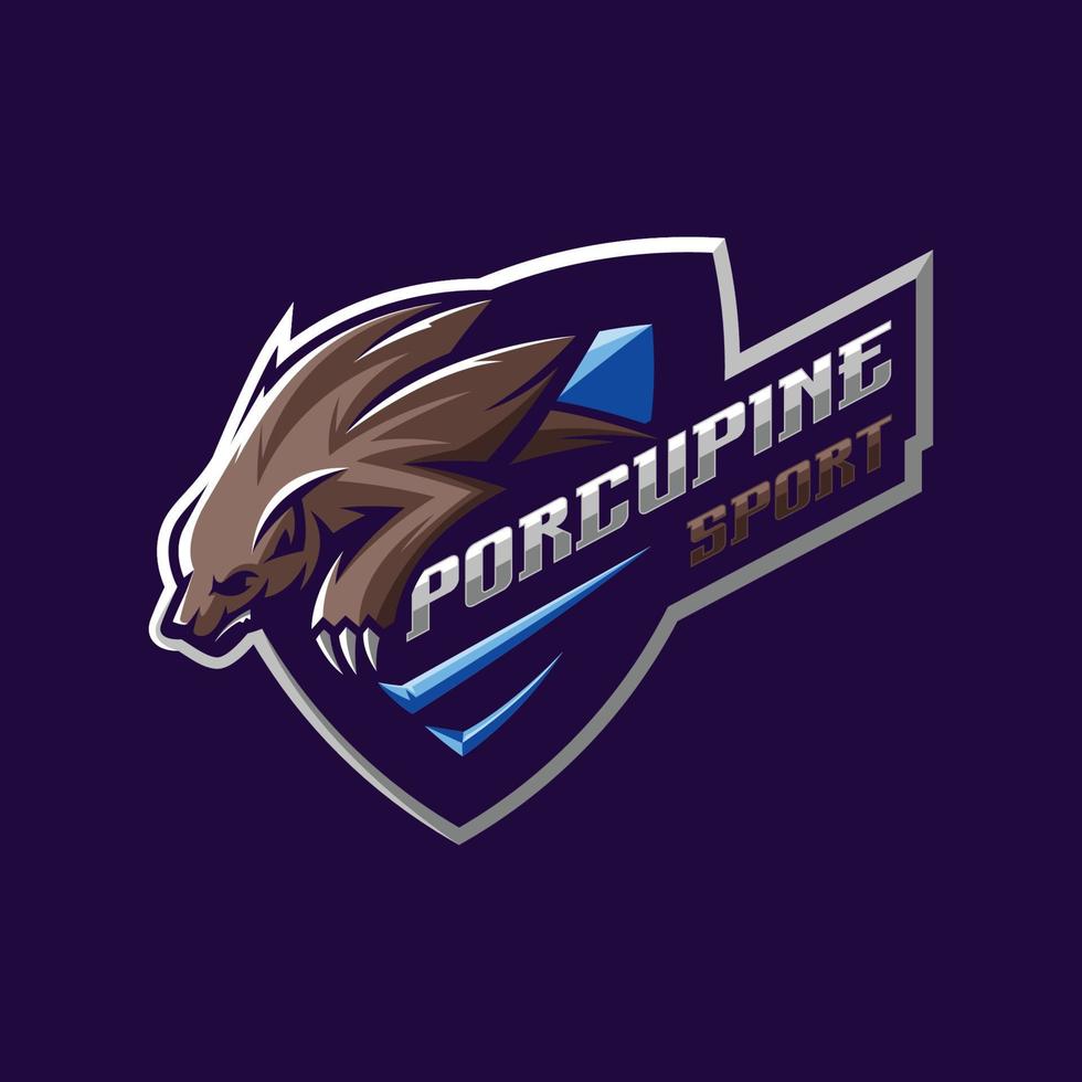 porcupine logo design for sport vector