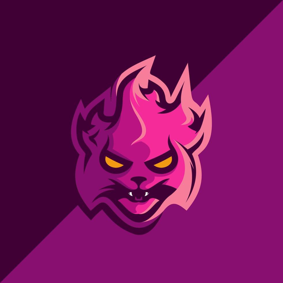 fire cat logo design vector