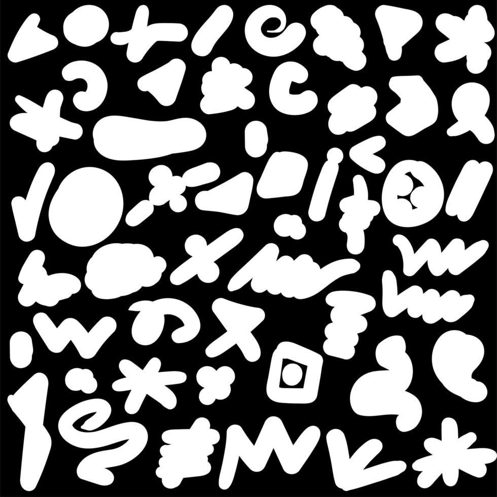 Funny Doodle Black and White Drawn Symbols Pattern vector