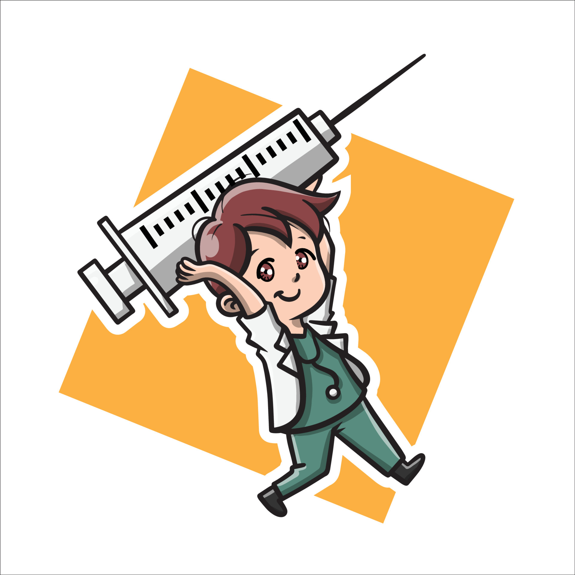 lindo doctor con dibujos animados de vacunas 5154394 Vector en Vecteezy