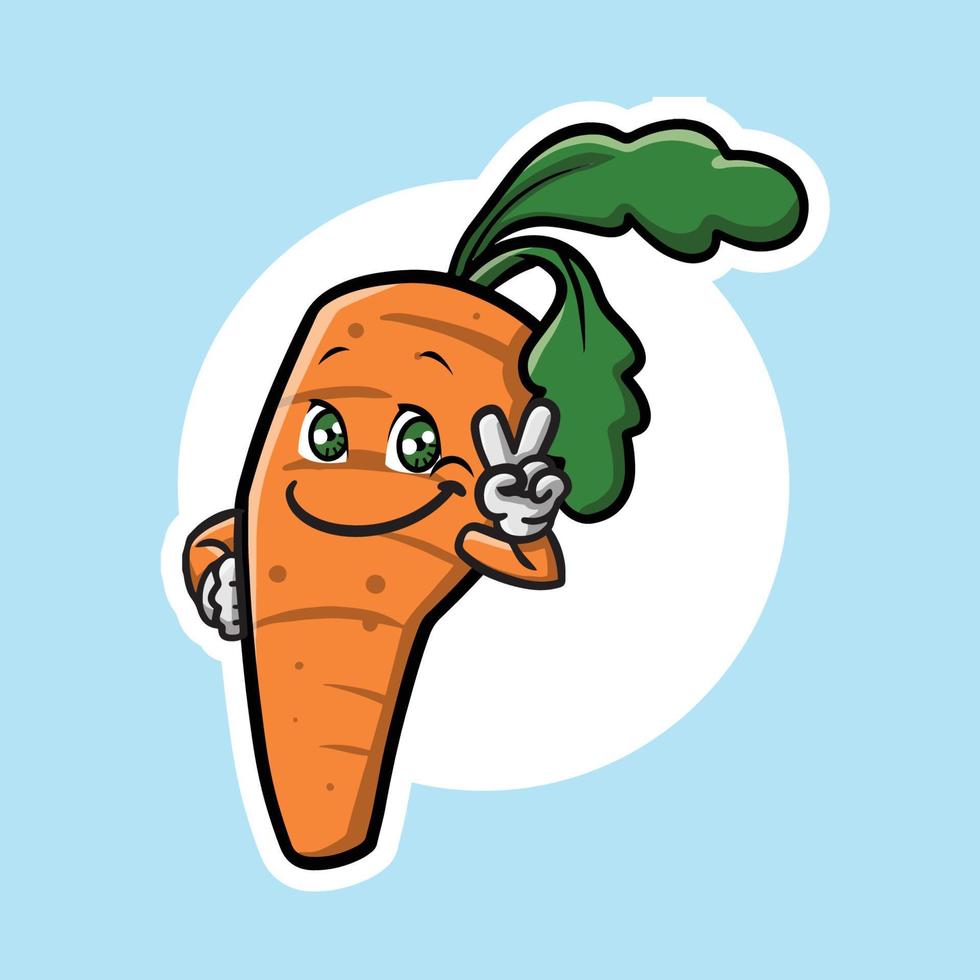 cara feliz zanahoria naranja con mascota de licencia verde vector