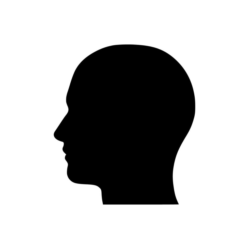 human head icon . Human head profile black shadow silhouette vector illustration color editable