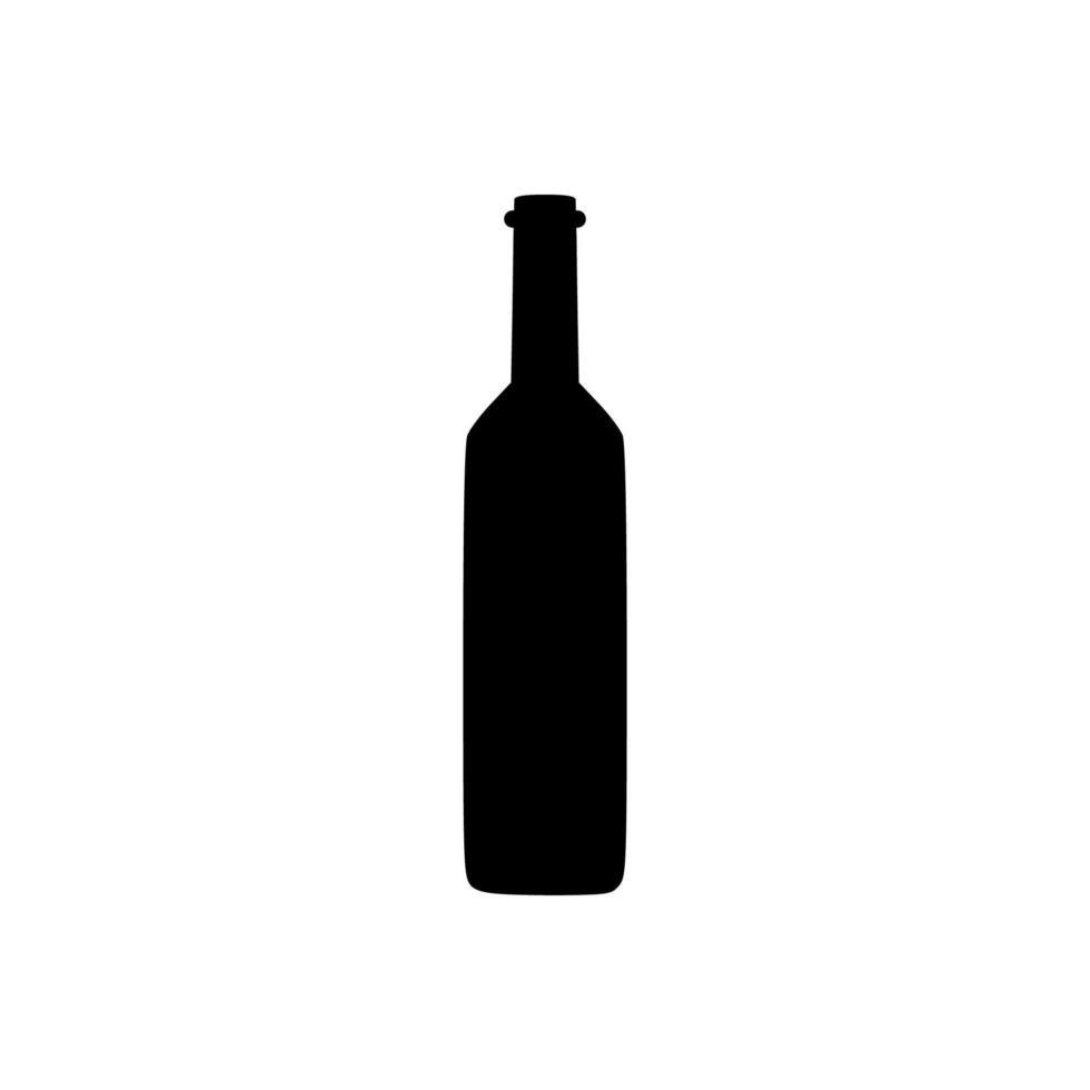 Wine bottle silhouette icon. Alcohol drink shape element. Vector illustration isolated on white background