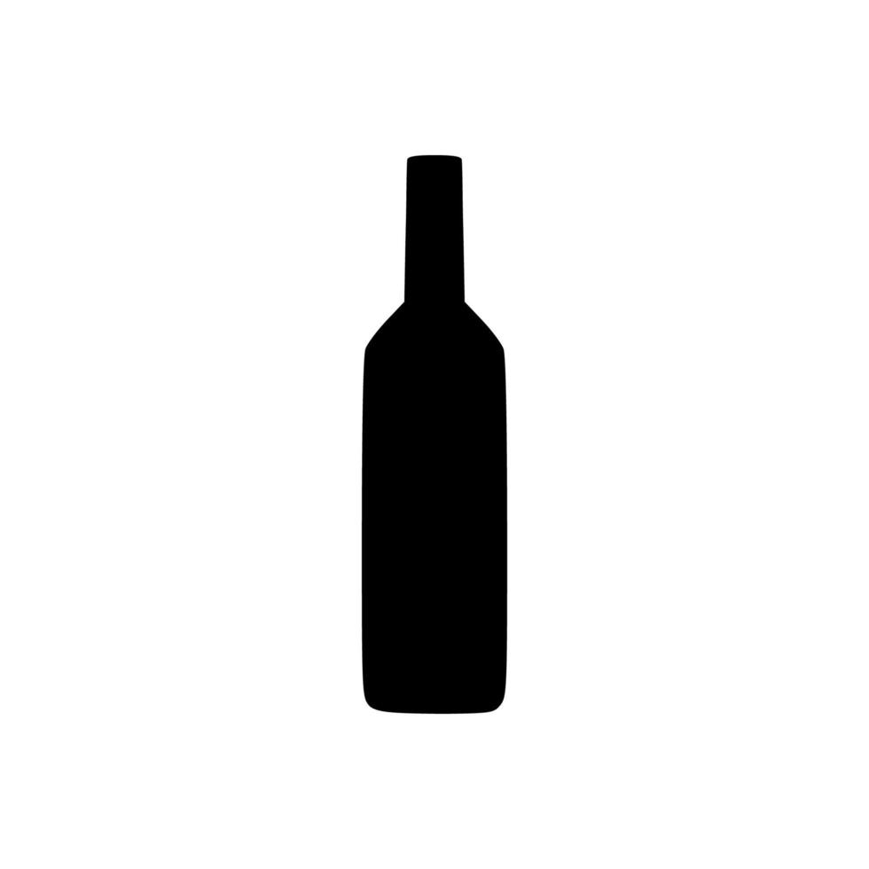 Wine bottle silhouette icon. Alcohol drink shape element. Vector illustration isolated on white background