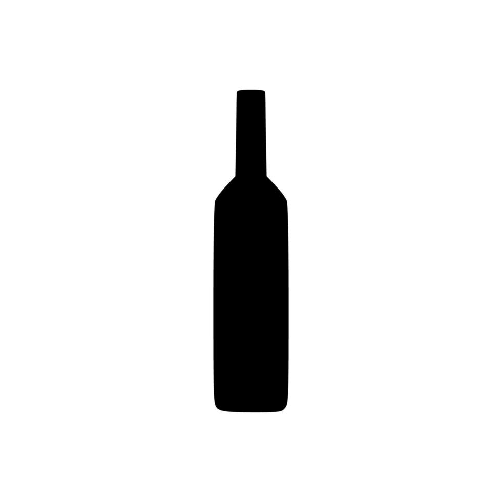 Wine bottle silhouette icon. Alcohol drink shape element. Vector illustration isolated on white background