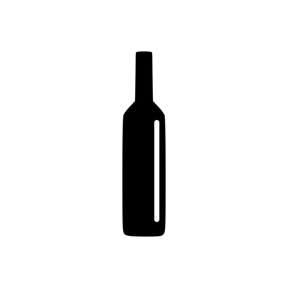 Wine bottle silhouette icon. Alcohol drink shape element. Vector illustration isolated on white background