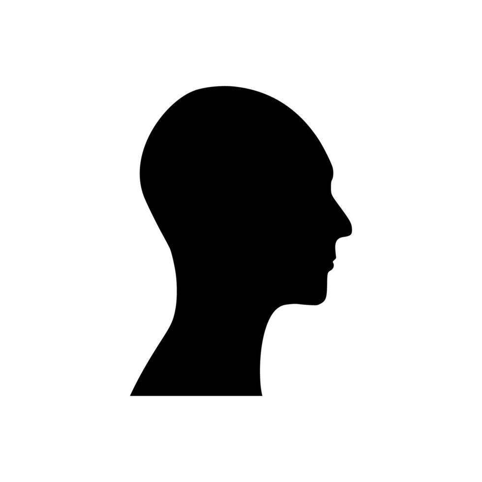 human head icon . Human head profile black shadow silhouette vector illustration color editable