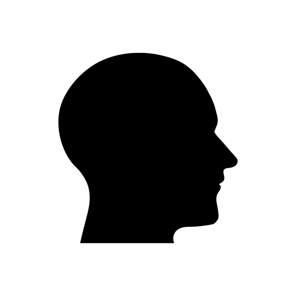 human head icon . Human head profile black shadow silhouette vector illustration color editable