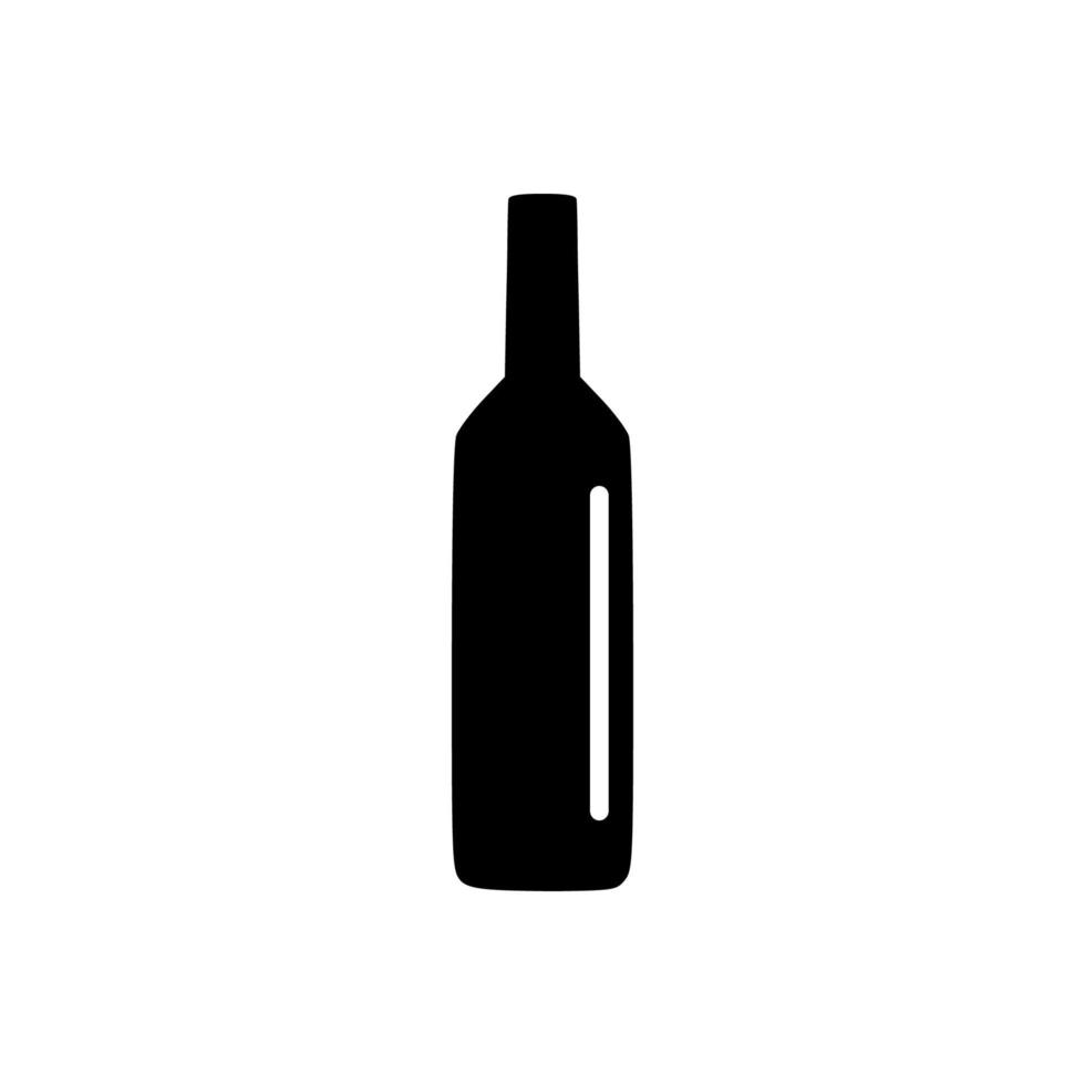 Wine bottle silhouette icon. Alcohol drink shape element. Vector illustration isolated on white background