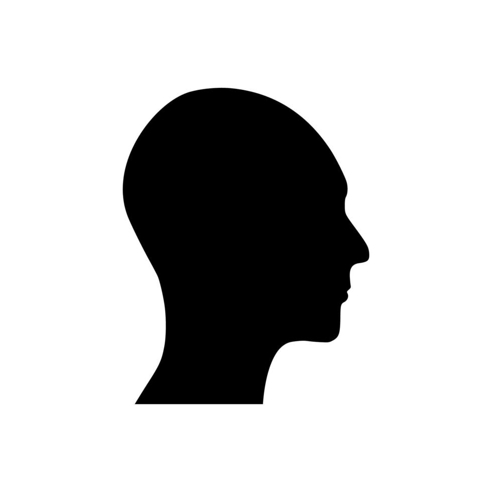 human head icon . Human head profile black shadow silhouette vector illustration color editable