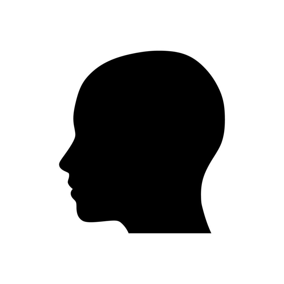 human head icon . Human head profile black shadow silhouette vector illustration color editable