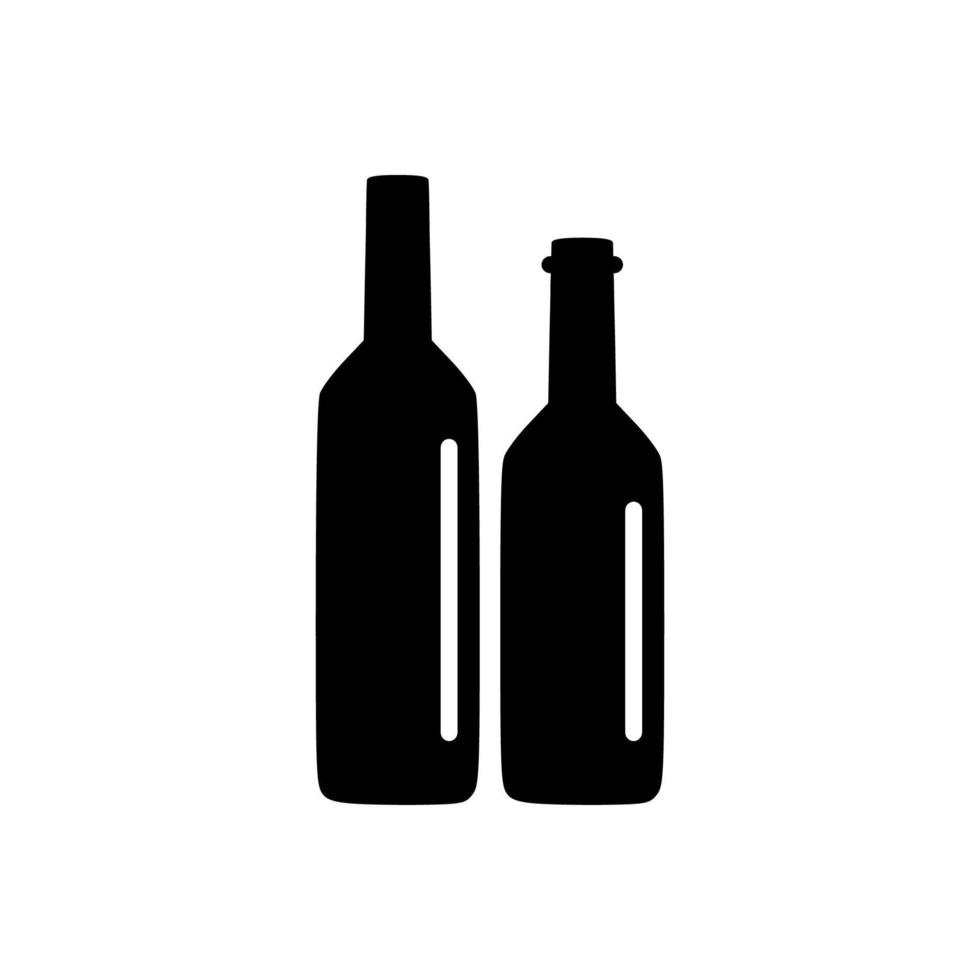 Wine bottle silhouette icon. Alcohol drink shape element. Vector illustration isolated on white background