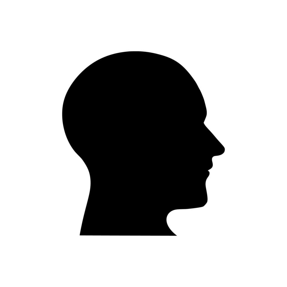 human head icon . Human head profile black shadow silhouette vector illustration color editable