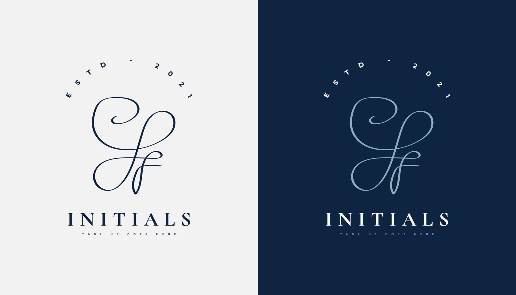Initial J and F Logo Design with Elegant Handwriting Style. JF Signature Logo or Symbol for Business Identity vector