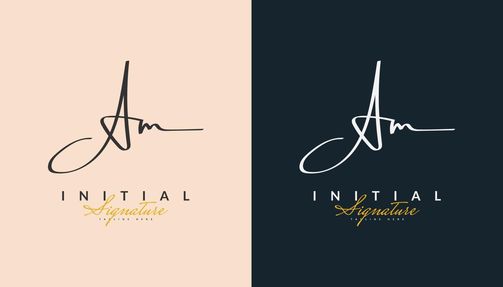 Initial A and M Logo Design with Elegant Handwriting Style. AM Signature Logo or Symbol for Business Identity vector