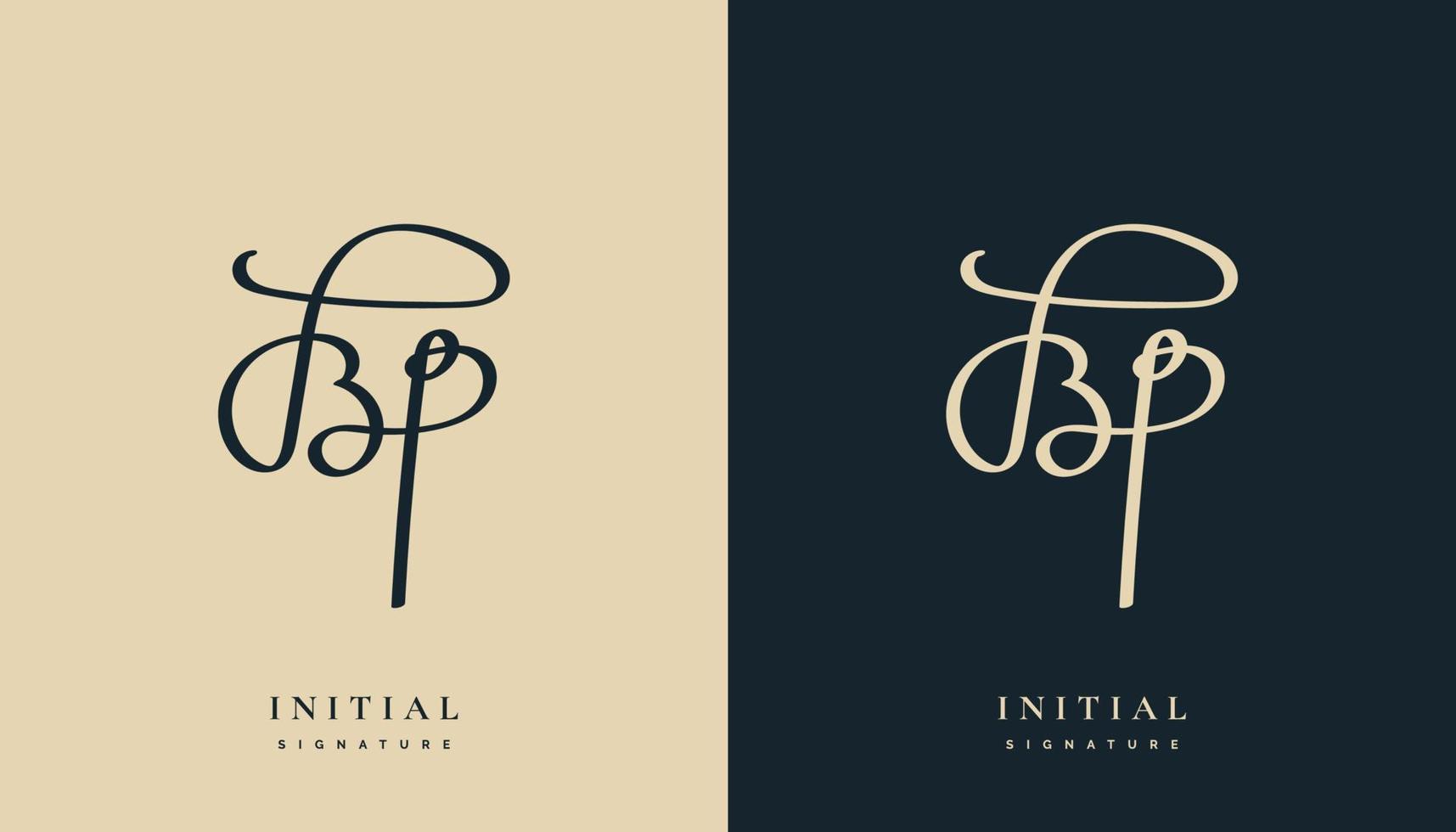 Initial B and P Logo Design with Elegant Handwriting Style. BP Signature Logo or Symbol for Business Identity vector
