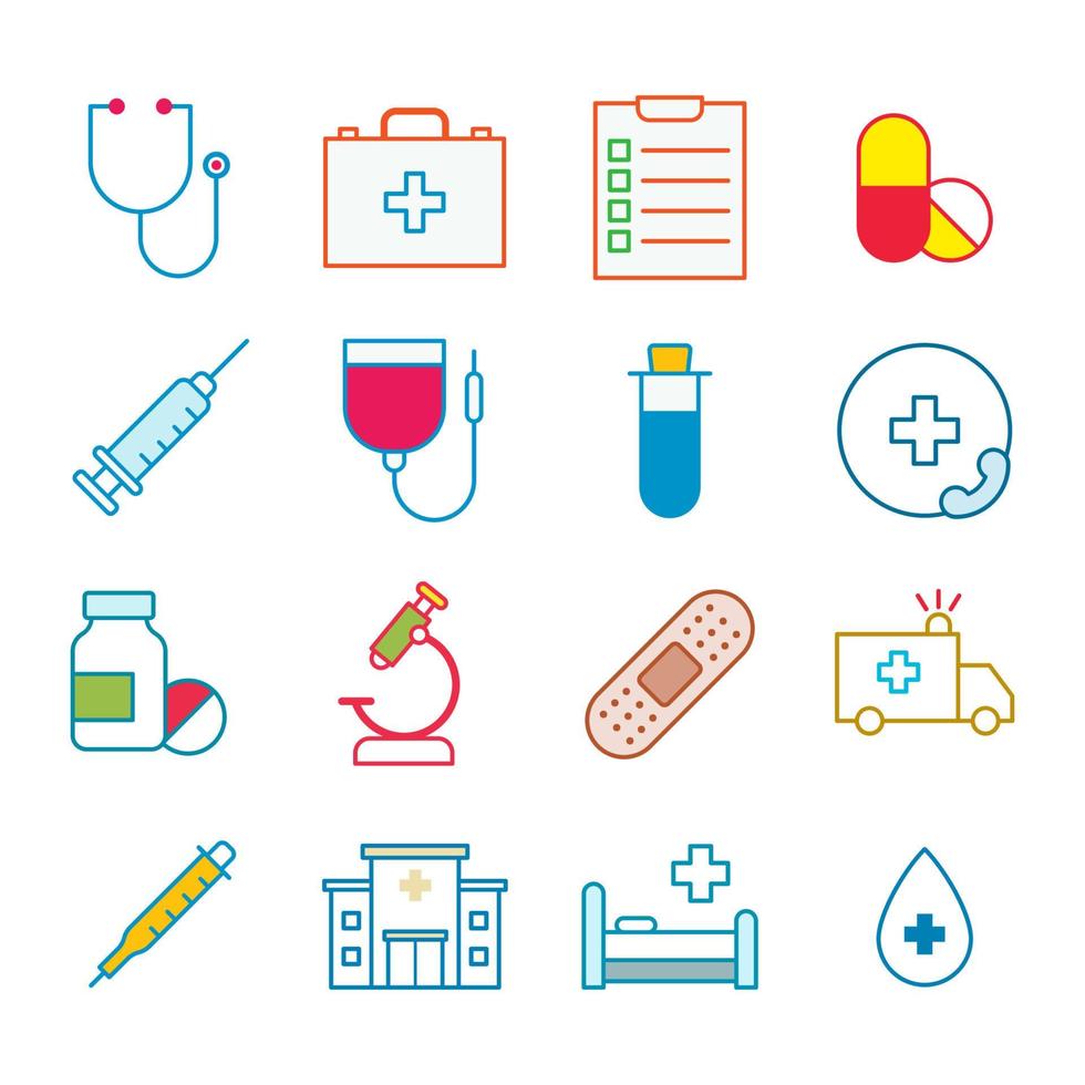 Medical icon set vector design templates isolated on white background