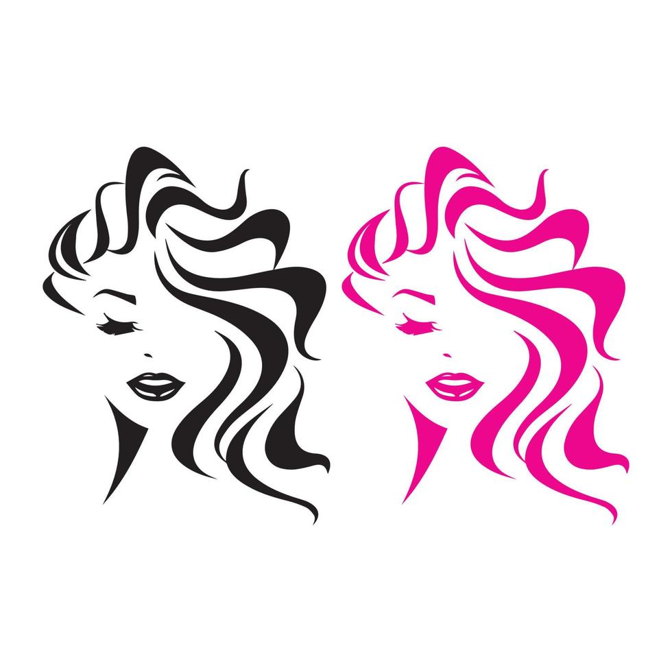 logotipo de belleza de cabello facial vector