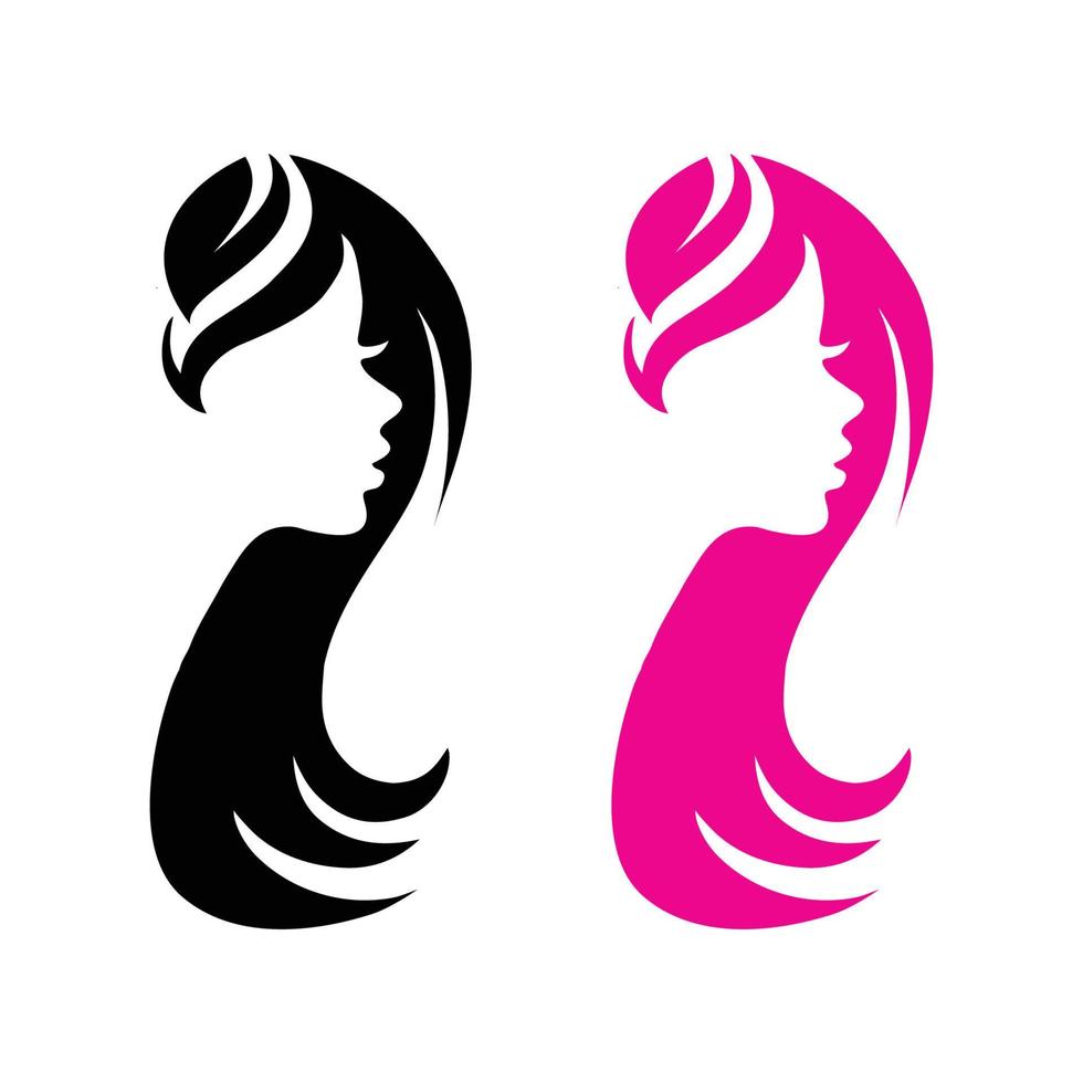 logotipo de belleza de cabello facial vector