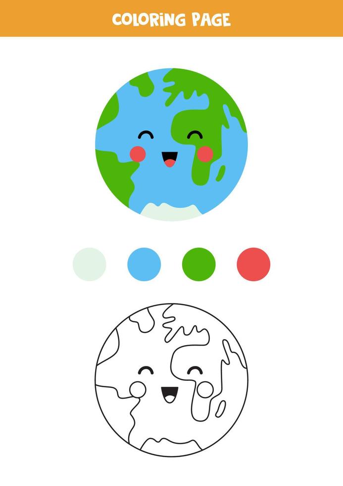 color lindo dibujo animado planeta tierra. hoja de trabajo para niños.  5154888 Vector en Vecteezy