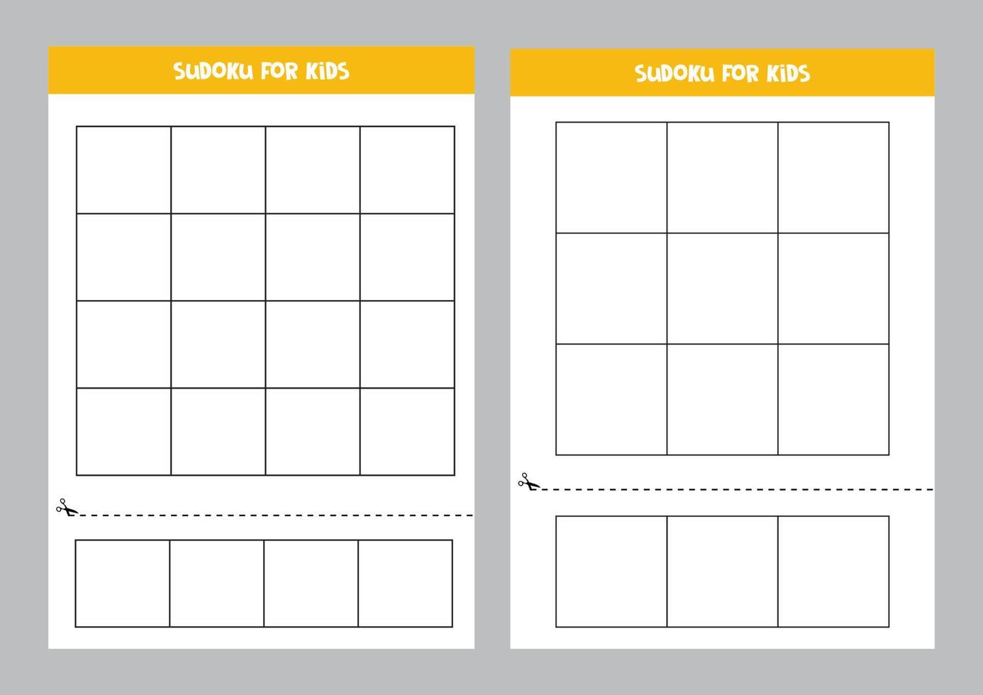 Set of templates to make worksheet for kids. Sudoku game. vector