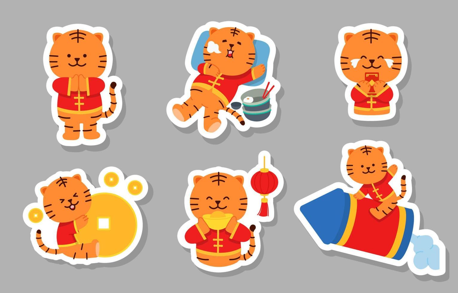 Cute Tiger Chinese New Year Stickers vector