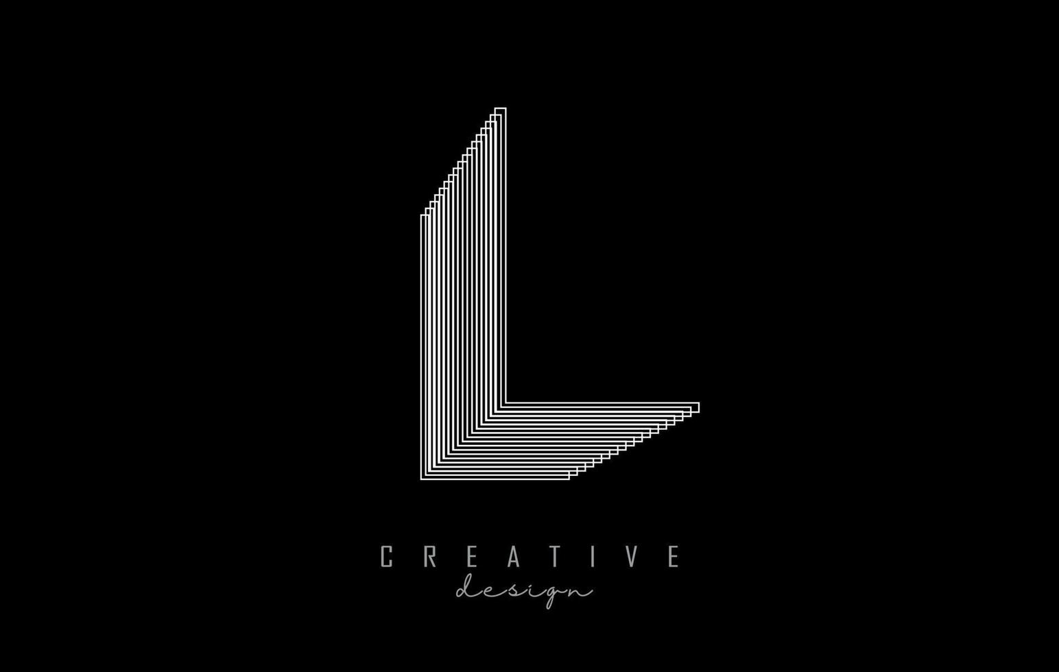 White Lines Letter L Logo. Creative Line Vector illustration design with 3D effect.