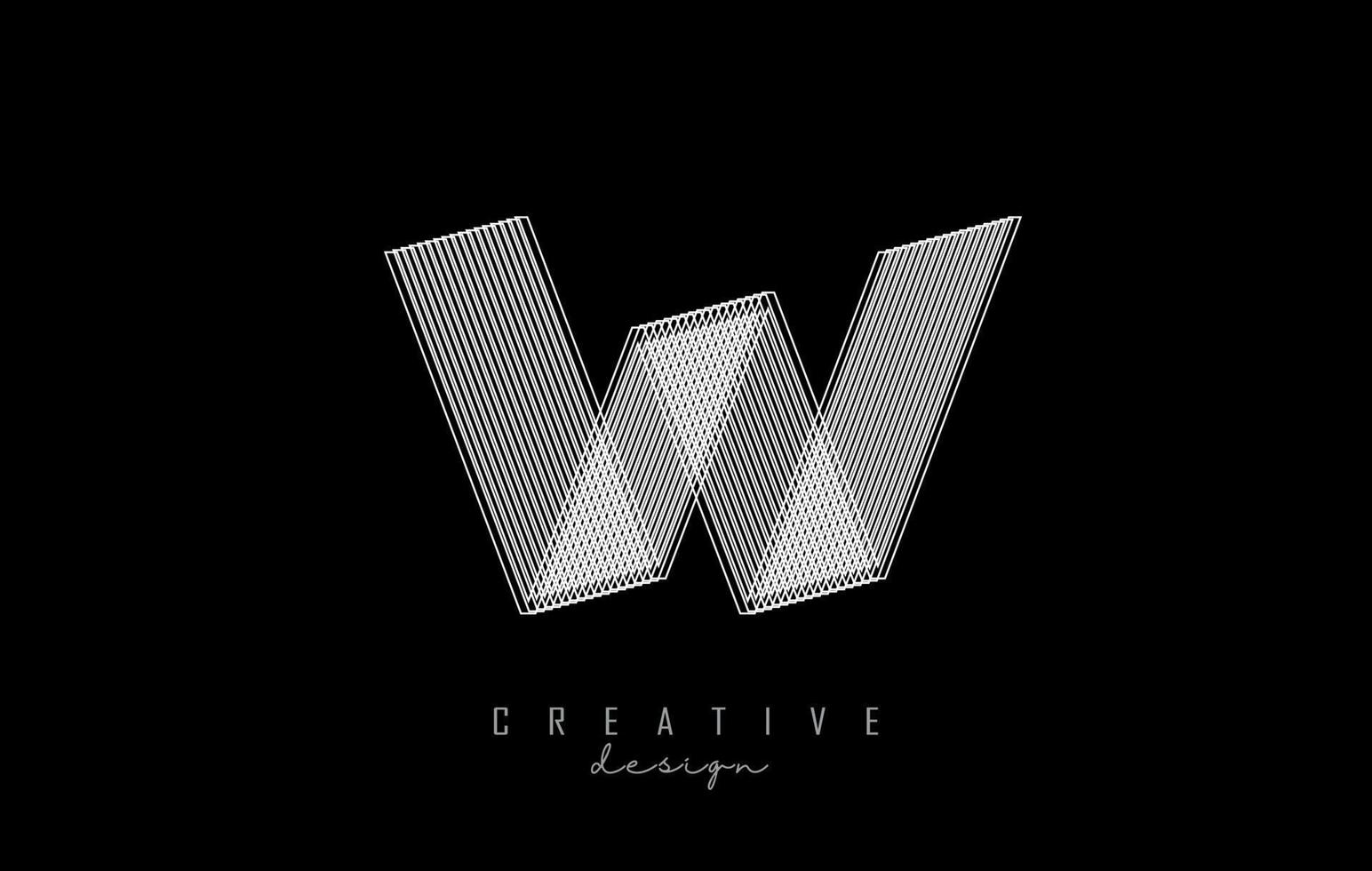 White Lines Letter W Logo. Creative Line Vector illustration design with 3D effect.