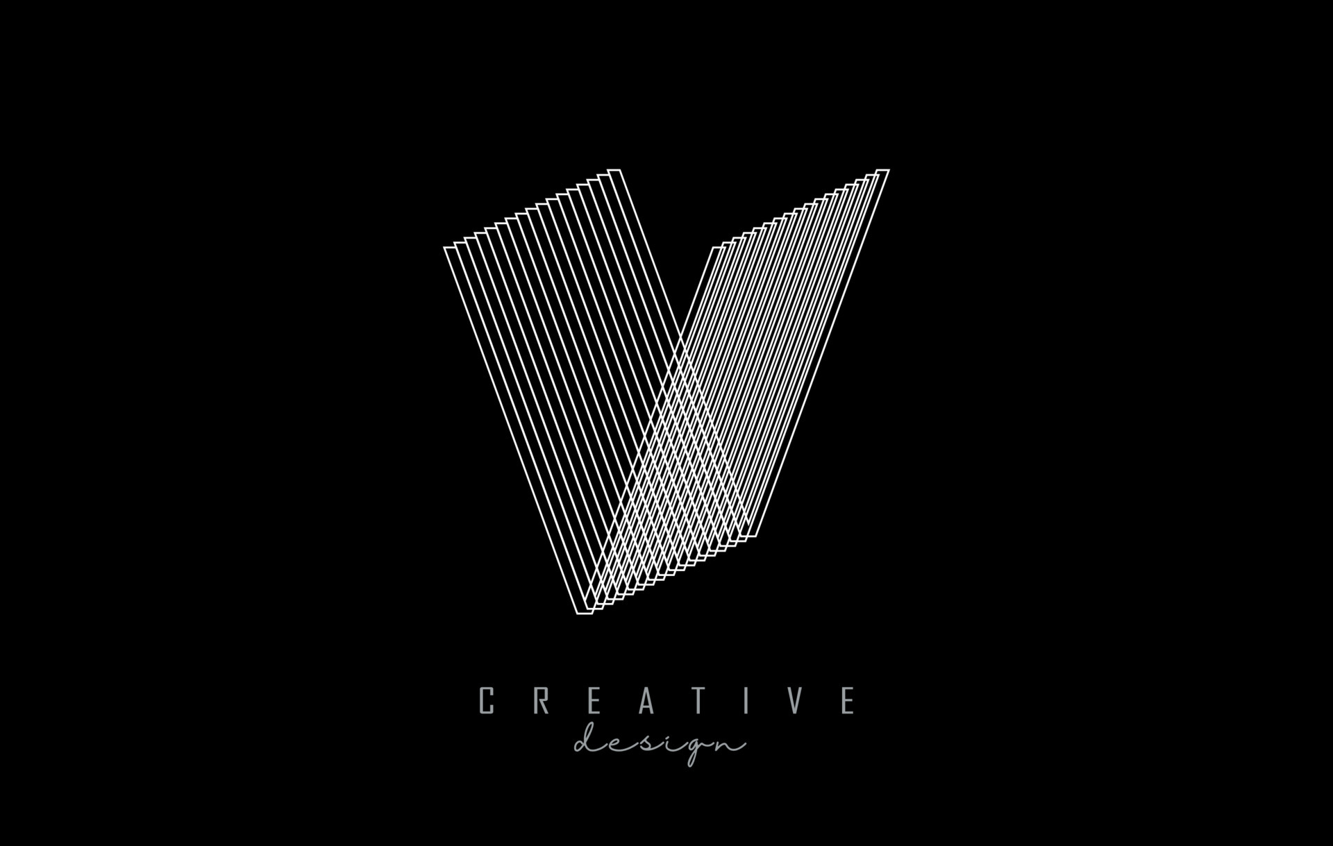 White Lines Letter V Logo. Creative Line Vector illustration design