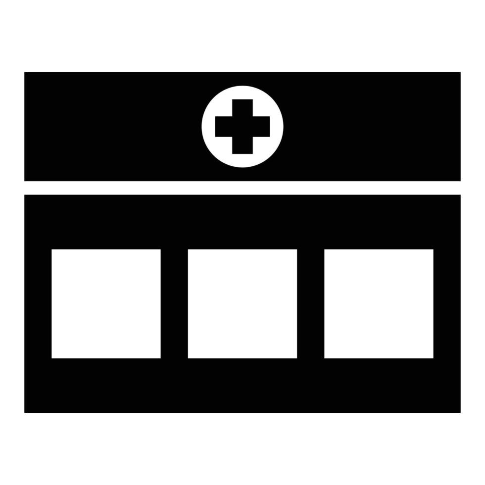 hospital clínica edificio médico icono color negro vector ilustración estilo plano imagen
