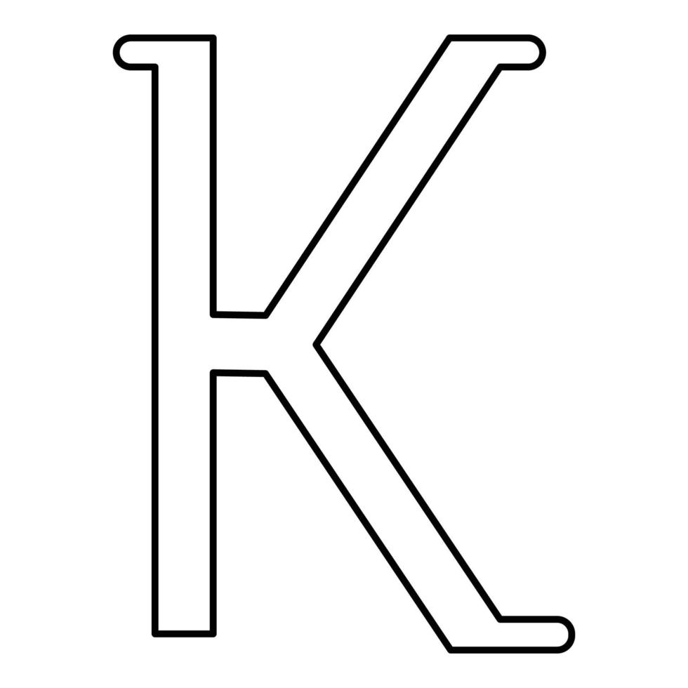 kappa símbolo griego letra minúscula icono de fuente contorno color negro ilustración vectorial imagen de estilo plano vector