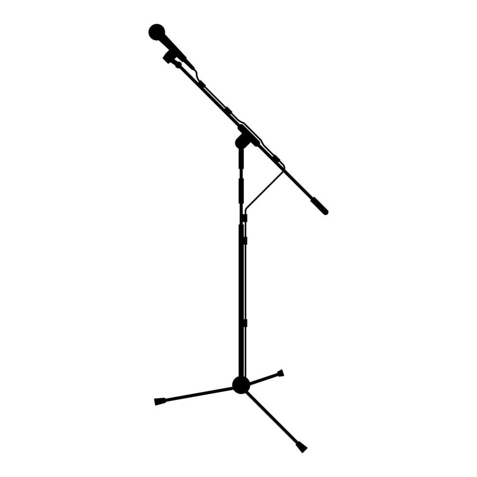 Stand microphone Sound recording equipment Racks for mic icon black color vector illustration flat style image