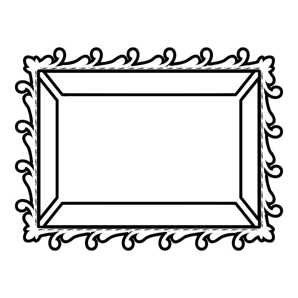 Picture frame icon outline black color vector illustration flat style