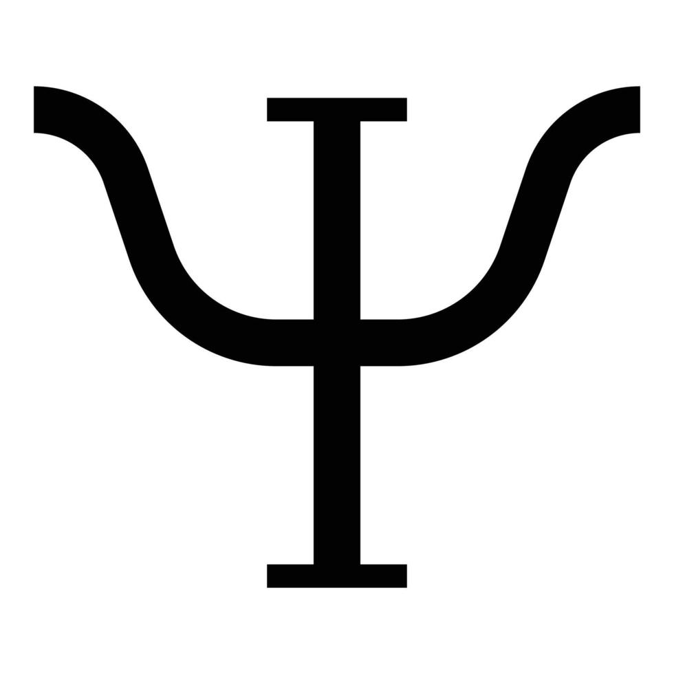 Psi greek symbol capital letter uppercase font icon black color vector illustration flat style image