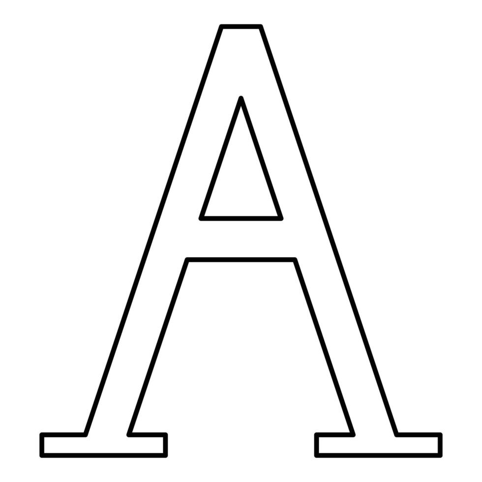 símbolo griego alfa letra mayúscula mayúscula icono de fuente contorno color negro ilustración vectorial imagen de estilo plano vector