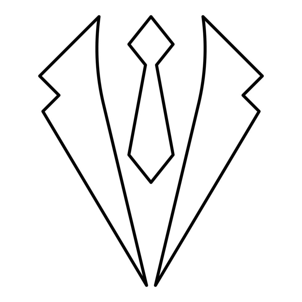 Business concept Jacket and tie cravat Suit for wedding Men's clothing in dress clothes Representative idea icon outline black color vector illustration flat style image