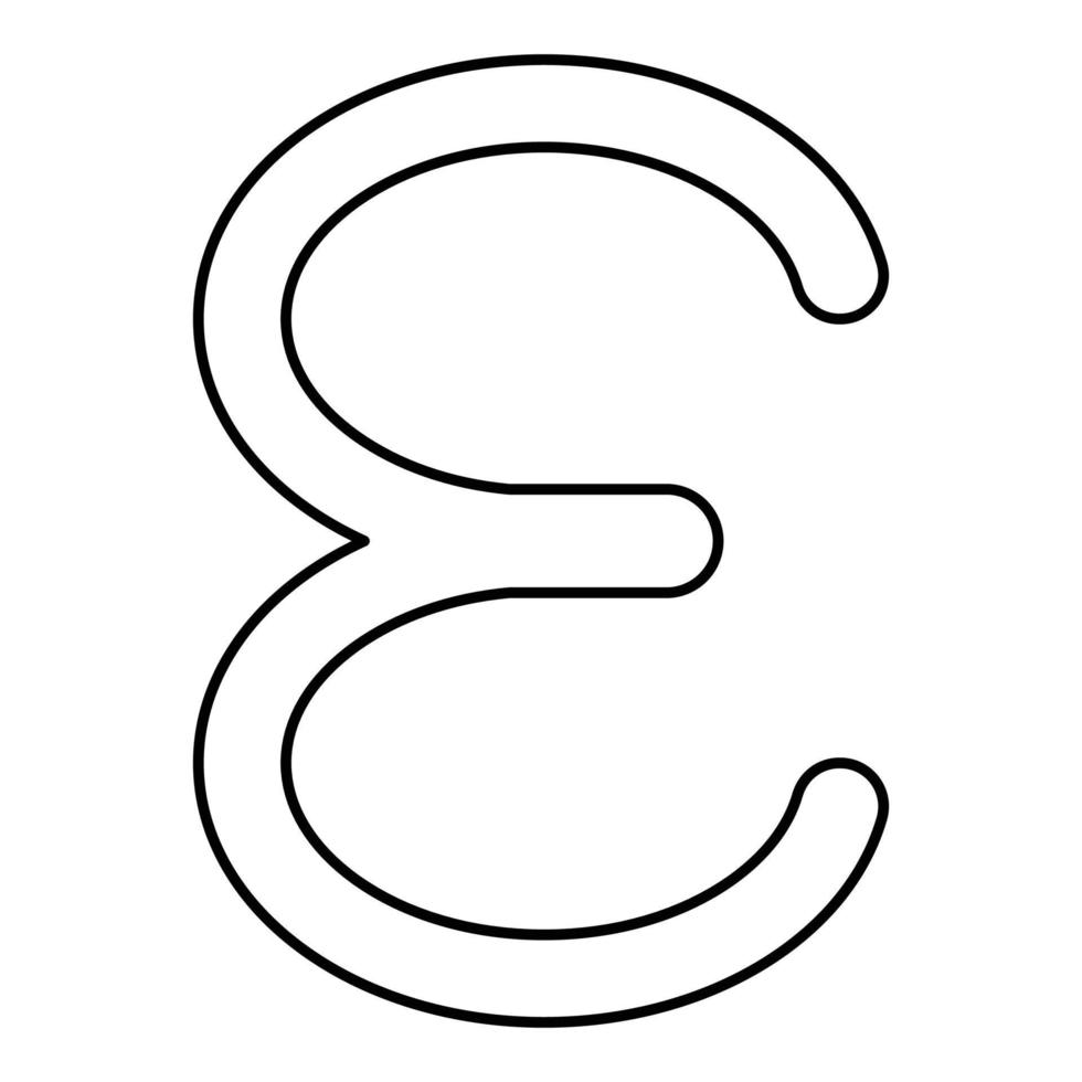 Epsilon greek symbol small letter lowercase font icon outline black color vector illustration flat style image
