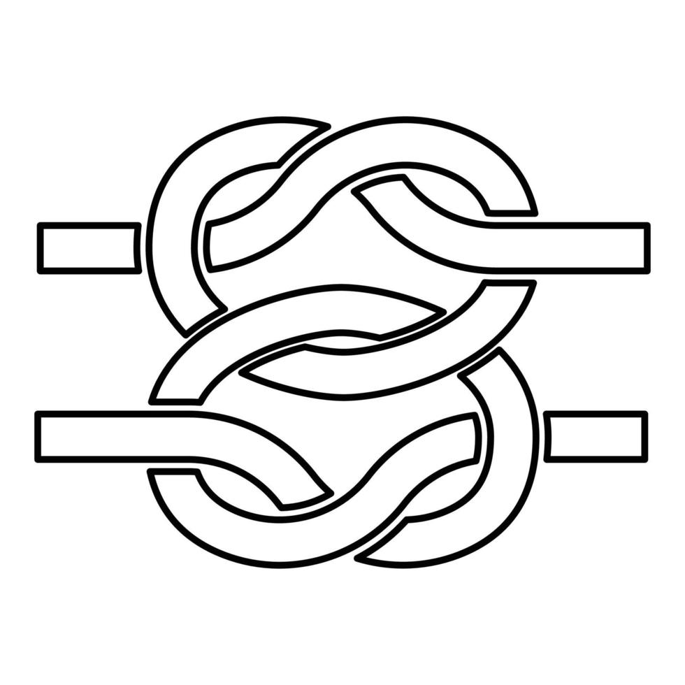 Two nautical knots Ropes Wire with loop Twisted marine cord icon outline black color vector illustration flat style image