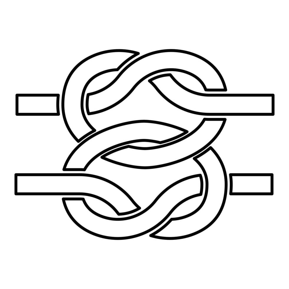 Two nautical knots Ropes Wire with loop Twisted marine cord icon outline black color vector illustration flat style image