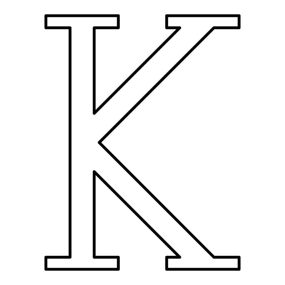Kappa greek symbol capital letter uppercase font icon outline black color vector illustration flat style image