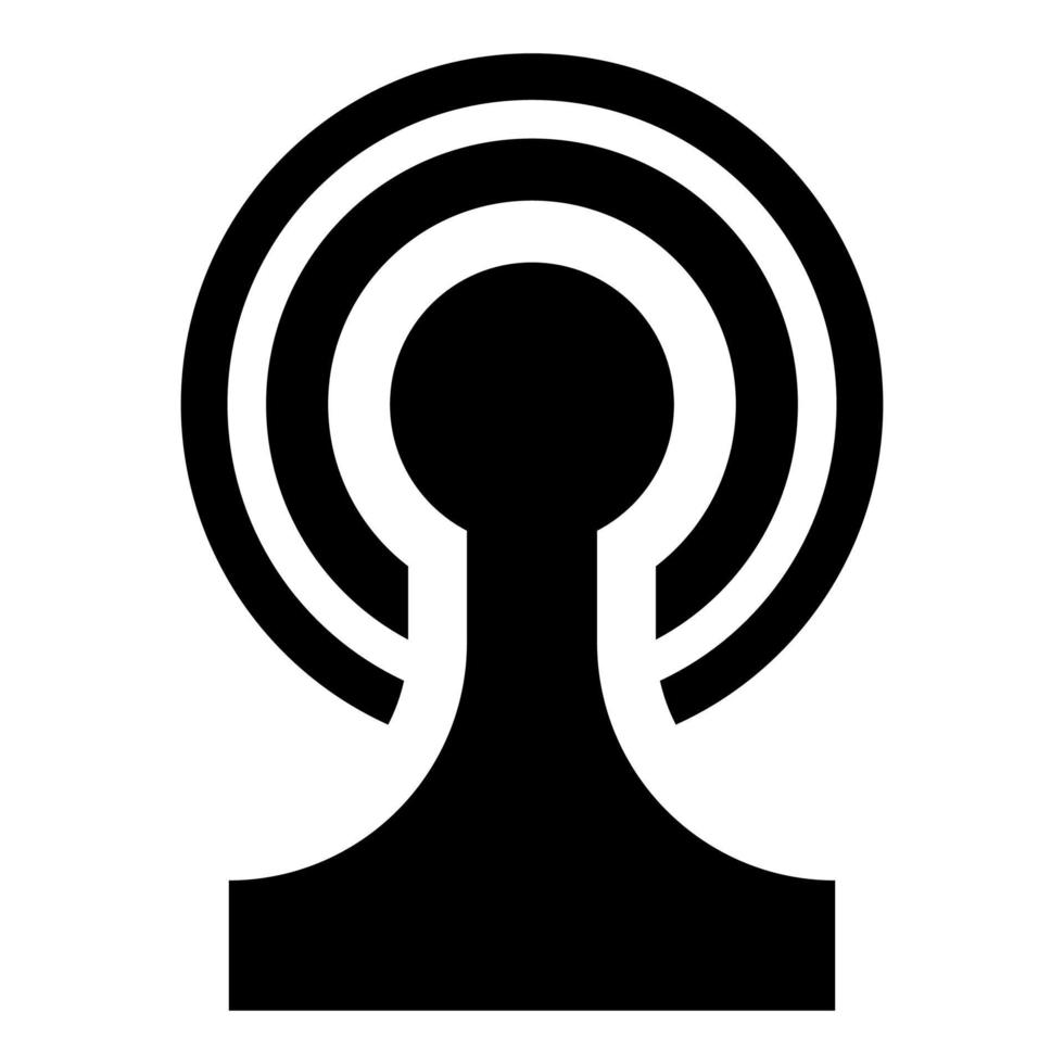 Broadcasting Wireless device Radio wave icon black color vector illustration flat style image